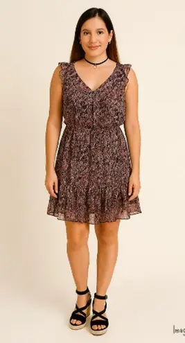 MYTH NYC Sleeveless Ruffle Mini Dress, M Gray Size M