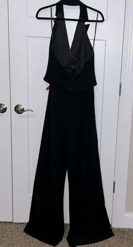 Mac Duggal Ieena By - Black Tuxedo Halter Ultra High Waist Jumpsuit 2643