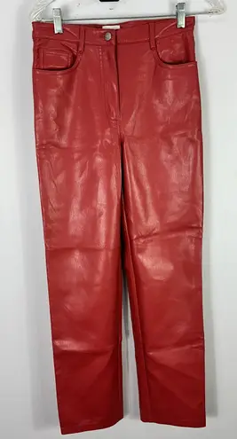 Wilfred Pants 4 Aritzia Melina Faux Sienna Red Leather Straight Edgy Boho Glam