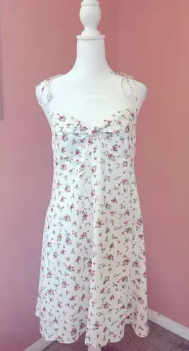 Elodie white delicate ditsy floral knot-front tie at bust cottagecore mini NWT L