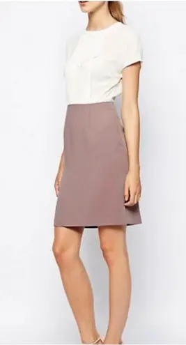 Reiss Valentin US 4 Beige Taupe Sheath Dress Pleated Career Party Cocktail