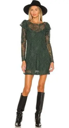 Tularosa  Dress Leeann Lace Long Sleeve in Forest Green XSmall