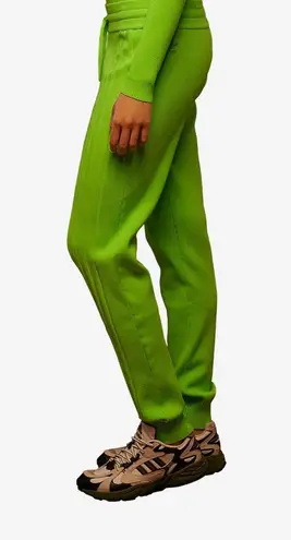 Ivy Park Adidas x 3 Stripe Knit High Rise Jogger Pants Solar Slime Green