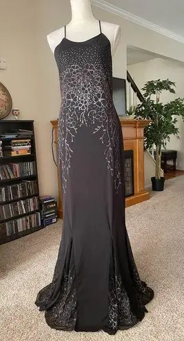 Newport News Embellished Floral Beaded Rhinestone Evening Gown Dress Size 10