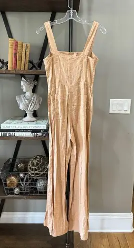 ALC Frank A.L.C. Winslow Wide Leg Sleeveless Linen Jumpsuit Biscotti Tan Womens Size 0