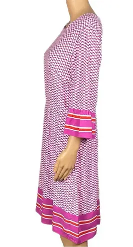 BODEN Andrea midi dress in Cyan Pink Floral with 3/4 Bell sleeves Size 8 Regular