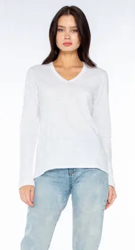 Wilt White Long Sleeve V Neck Top Size Large