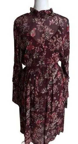 IRO Wine Red Long Sleeve Bell maxi dress