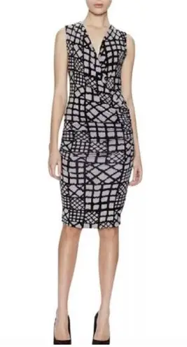 Tracy Reese Geometric Print Draped Faux Wrap Jersey Knit Dress Small