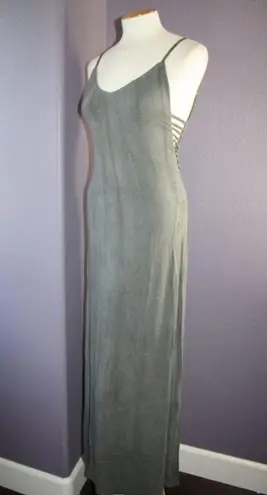 Gypsy 05 NWT Sand Gray Deep V Bamboo Side Strap Detail Maxi Dress S $187