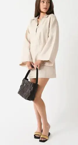 Bondi Born Sand Portuguese Linen Relaxed Bell Sleeve Delphi Dress XS