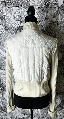 BCBGMAXAZRIA Puffer Knit Jacket In Cream