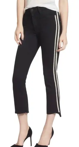 MOTHER Women’s Insider Crop Step Fray Tux Stripe Blackwash Jean Black Size 30