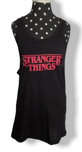 Stranger Things Womens Tank Top Sz XS Black Red H&M Netflix Collab Cotton NEW