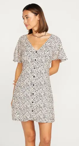 Volcom  Poppin Stone Flutter Sleeve‎ Sundress pink black 10 NWT - Image 1