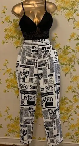 OVI all over print newspaper pants size L