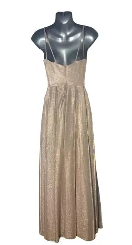 Dancing Queen Rose Gold Sleeveless Sweep Train V-neck Long Gown Size Small