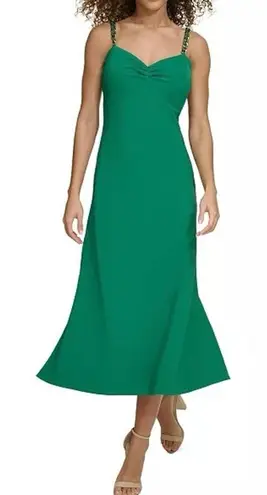Siena Chain Trim Midi Dress Size 0 New with Tag MSRP $128 Green