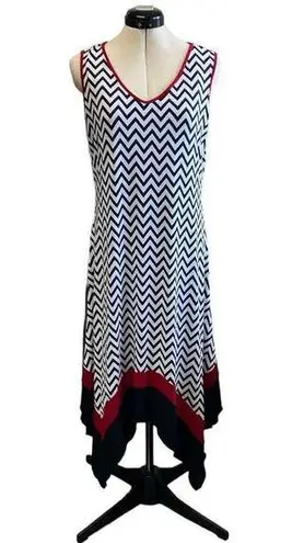 PerSeption Concept Midi Dress Black and White Stripe Print Size Medium