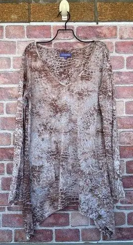 Vivienne Tam brown Burnout Asymmetric Hem tunic medium