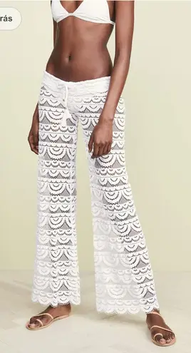 PilyQ PQ SWIM WATER LILY HIGH WAIST LACE PANTS IN WHITE Size M/L