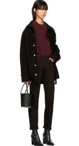 Alexander Wang Burgundy Oversized Cropped Vinyl Meltdown Sweatshirt