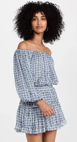 MISA Los Angeles NWT Zonia Mini Chiffon Dress in Scorpios Tile Size S Blue