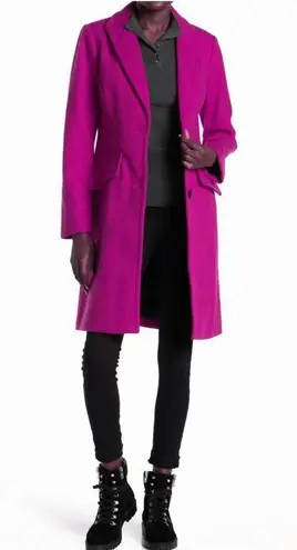 Bcbg MAXAZRIA Full Length Pea Coat Raspberry Size L NEW