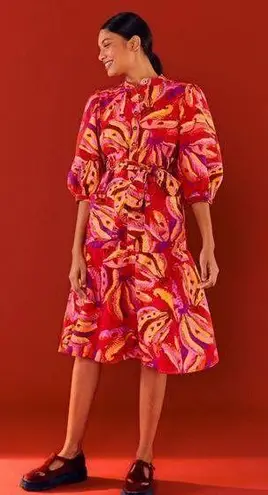 Farm Rio Banana Juice Balloon Sleeve Cotton Dress