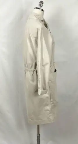 Baldwin Long Utility Jacket in Stone Ladies Sz XS Khaki Neutral Coat Cotton