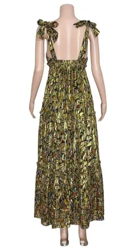 Sézane Graziella Silk Maxi Dress, Prints Champs Fleuri Lurex, FR40/US8