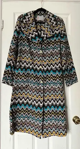 Missoni Graphic Print Lightweight Coat w/Belt - Size 10