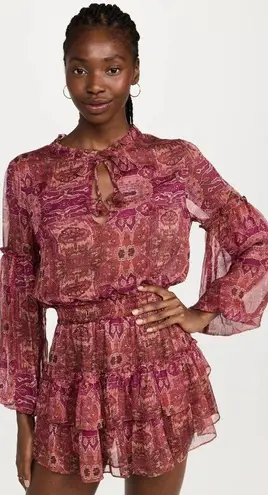 MISA Los Angeles Teya Mini Dress Septima Tapestry Chiffon Womens XS