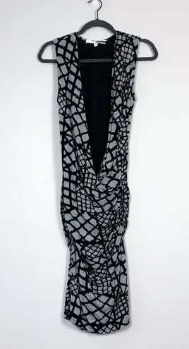 Tracy Reese Geometric Print Draped Faux Wrap Jersey Knit Dress Small