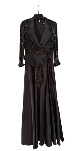 Xscape Evenings Sequin Long Sleeve Tux Ballgown (new) Sz 10 $298.00 retail Black thumbnail 6