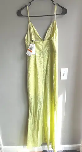 Line and Dot Lime Green Sequin Gown Spaghetti Strap Evening Dress Formal Party