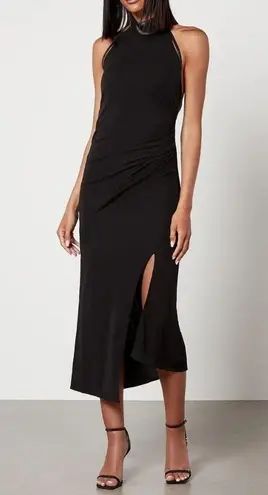 Helmut Lang Turtleneck Faux Leather Dress in Black XSmall New Womens Midi Jersey