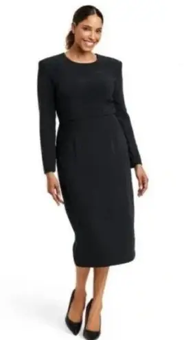 NWOT Sergio Hudson x Target Strong Shoulder Body con Black Midi Dress XS