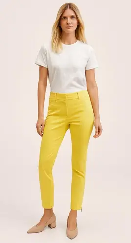 New York & Co 7th Avenue Suiting Collection Flat Front Zip Ankle Pants Yellow 4
