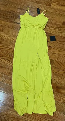 Lulus NWT Lulu’s Yellow Watch the Sunset Lime Green Maxi Dress XS