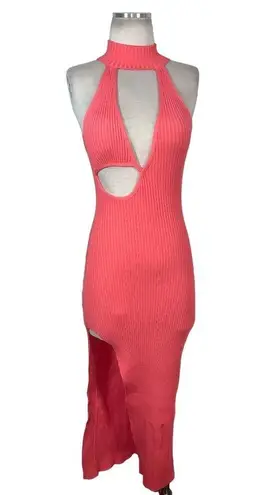 DAVID KOMA For FWRD Maxi Dress in Red Orange Medium New Womens Ribbed Knit Midi