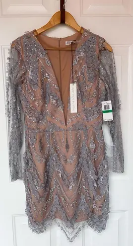 Dress the Population NWT Jamie Lace Sheath Dress Mineral Blue/Size L Party Dress