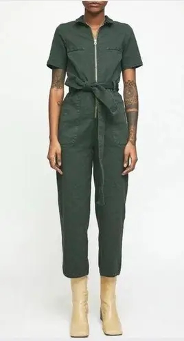 Rita Row Lis Zipper Denim Jumpsuit in Green Size M