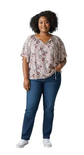 (F-188) Shorts sleeves womens blouse floral pink size XXL simplefun