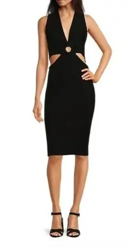 Calvin Klein NEW $150  Black Knit Cutout Midi Dress