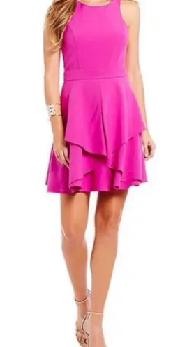 Adelyn Rae Gabardine Ruffle Fit and Flare Dress