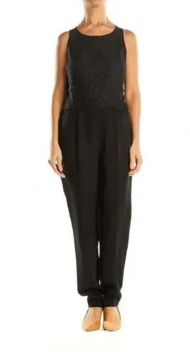 Ann Taylor LOFT Black Floral Lace Sleeveless Tapered Leg Tank Jumpsuit Size 6