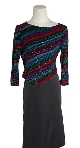 St. John St. John Evening Sequin Stretch Knit Asymmetrical Top Size 8 Cocktail Party