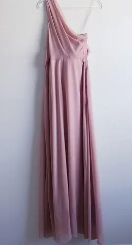 Birdy Grey Mauve Pink Chiffon Bridesmaid One Shoulder Dress New With Tags
