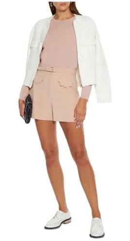 Red Valentino Limited Edition Scallop Detail Cady Tech Crepe Shorts Size 42 IT Tan Size M